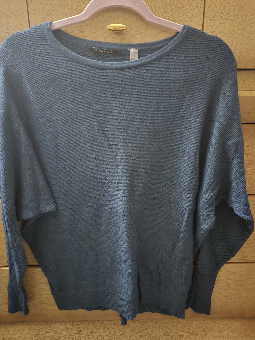 Tahari Womens Blue Crewneck Sweater
